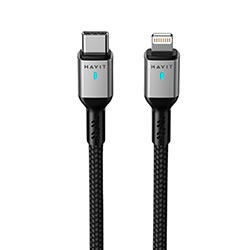 Cable Havit USB-C Macho a Lightning / 1M - Negro / Gris (CB6316)