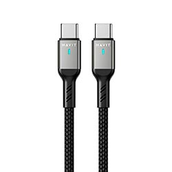 Cable Havit USB-C Macho a USB-C Macho / 1M - Negro / Gris (CB6317)
