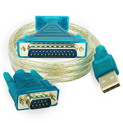 Anúncio: Cabo Adaptador Conversor USB para Serial + Adaptador Serial Fêmea / Paralelo Macho