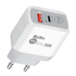 Cargador Tomada Kolke KCR-2576 USB 3.0 / USB-C / 20W - Blanco