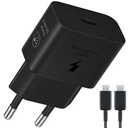 Anúncio: CARREGADOR TOMADA SAMSUNG EP-T4511XBEGWW TYPE-C 45W PRETO + CABO TYPE-C 5A 1.8M
