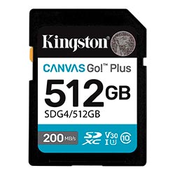 Anúncio: Cartão de Memória SD Kingston Canvas Go Plus C10 U3 V30 A2 512GB - SDG4/512GB