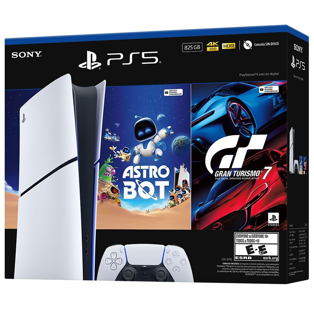 Consola Sony PlayStation 5 Slim CFI-2115 B01X 825GB / Digital Edition / Bivolt - Blanco + Juego Astro Bot / Gran Turismo 7 - vista 2