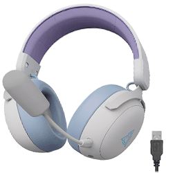 Anúncio: Headset Gamer Ajazz AHM08 Max / Wireless - Branco / Roxo (986932)