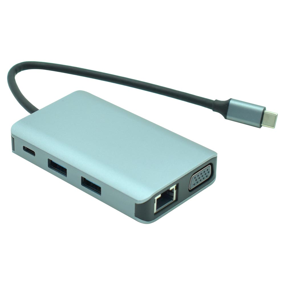 Anúncio: Hub USB-C 3.1 Satellite A-HUBC57 7 Portas / HDMI / 3 USB 3.0 / RJ45 / VGA / USB-C Fêmea - Cinza