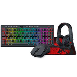 Kit Gamer Redragon Essentials S147 Teclado + Mouse + Mousepad + Auricular / RGB / Español - Negro