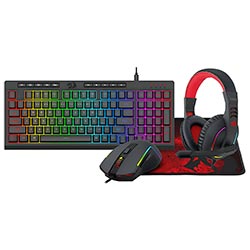 Kit Gamer Redragon Essentials S148 Teclado + Mouse + Mousepad + Auricular / RGB / Inglés - Negro