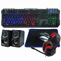 Anúncio: Kit Gamer Satellite GK-53 Teclado + Mouse + Mousepad + Speaker + Fone / Português - Preto