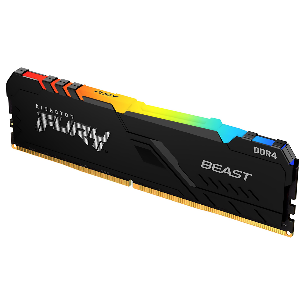 Memória RAM Kingston Fury Beast DDR4 16GB 3200MHz RGB - Preto