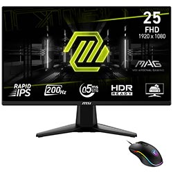 Monitor Gamer MSI Mag 255F E20 25" Full HD 200Hz / 0.5Ms - Negro + Mouse
