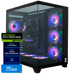 PC Montado Gamer Intel Core i7 12700KF de 3.6GHz 32GB de RAM / 1TB SSD / GeForce RTX3050 6GB - Negro
