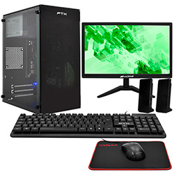 PC Montado Intel Core i3 2130 de 3.4GHz / 8GB de RAM / 128GB SSD + Kit Gamer / Monitor - Negro