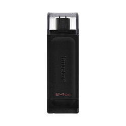 Pendrive Kingston 64GB Type-C 3.2 - Negro (DT70/64GB)