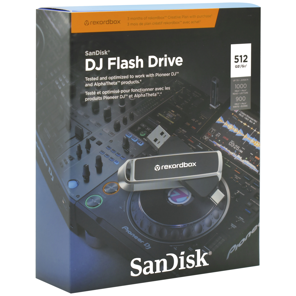 Pendrive SanDisk 512GB USB 3.2 USB-C para Rekordbox Preto Prata