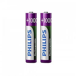 Anúncio: Pilhas Recarregável Philips AAA com 2 Pilhas / 1000MAH - R03B2RTU10/97