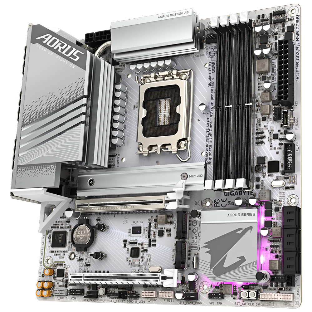 Placa Madre Gigabyte Z790M AORUS Elite AX Ice Socket LGA 1700 / DDR5 - imagen 3
