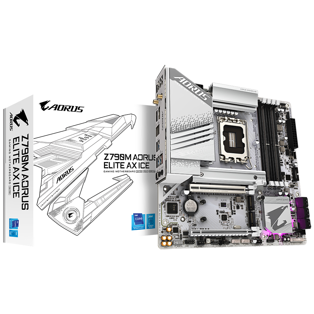 Placa Madre Gigabyte Z790M AORUS Elite AX Ice Socket LGA 1700 / DDR5 - imagen 1