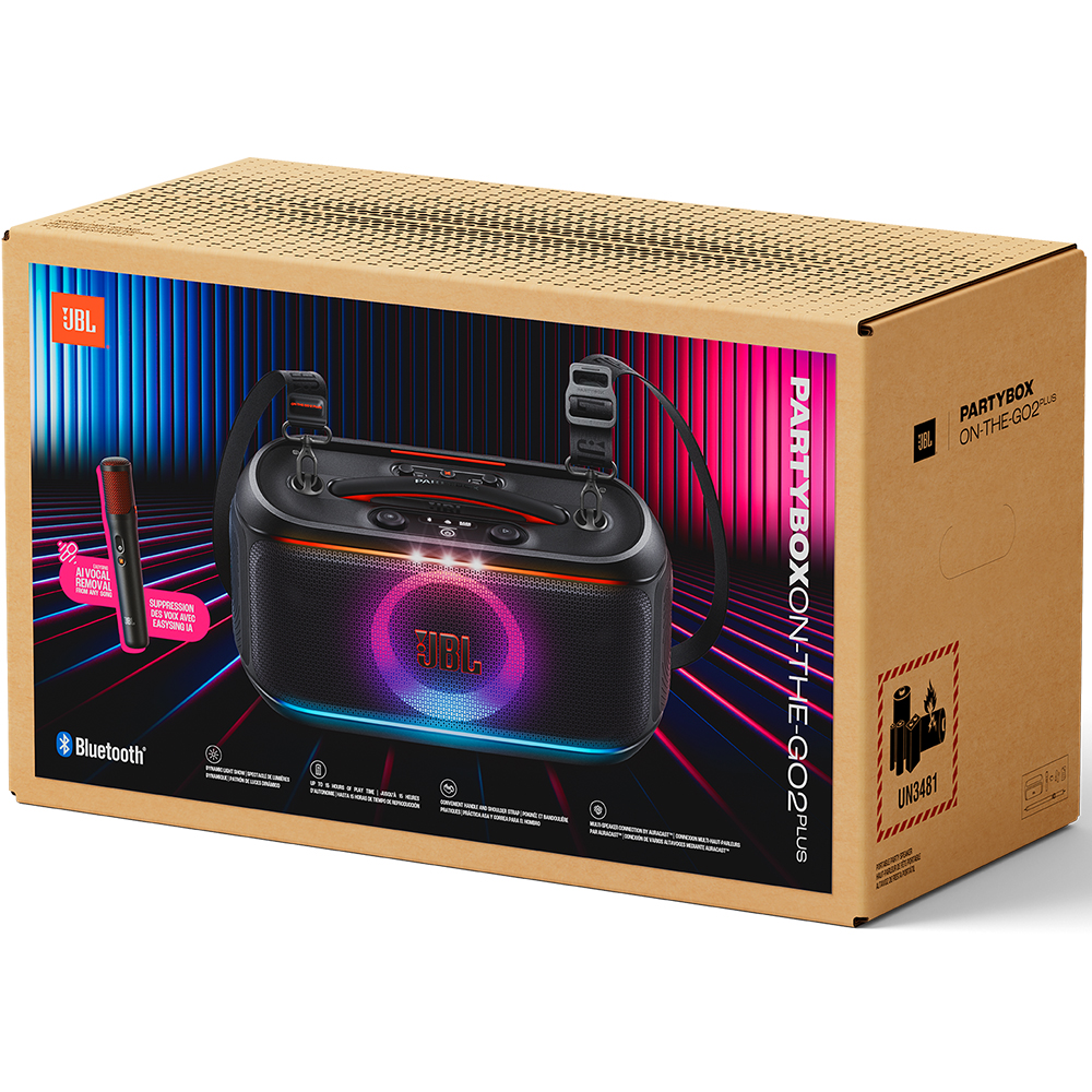 Speaker JBL Partybox On-The-Go 2 Plus / Bivolt - Negro · Batería, alimentación y dimensiones