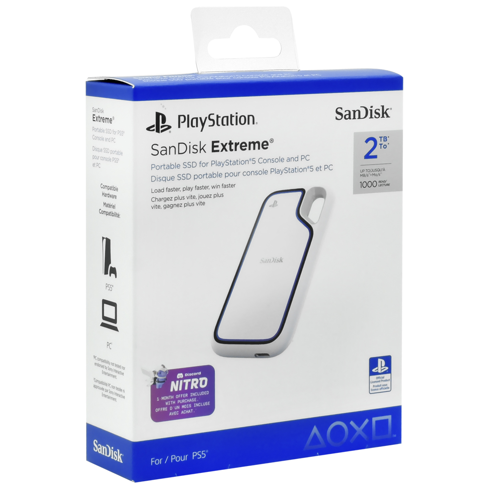 SSD Externo SanDisk 2TB Extreme PS5 Portátil / USB-C 3.2 - Blanco