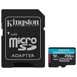 Tarjeta de Memoria Micro SD Kingston Canvas Go Plus U3 C10 V30 A2 256GB - SDCG4/256GB