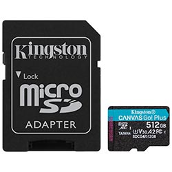 Tarjeta de Memoria Micro SD Kingston Canvas Go Plus U3 C10 V30 A2 512GB - SDCG4/512GB
