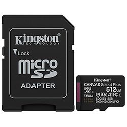 Tarjeta de Memoria Micro SD Kingston Canvas Select Plus C10 U1 V10 A1 512GB - SDCS3/512GB