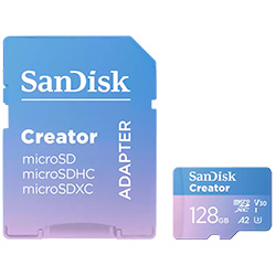 Tarjeta de Memoria Micro SD SanDisk Creator 128GB U3 V30 4K UHD - SDSQXAA-128G-GN6MS