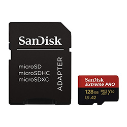 Tarjeta de Memoria Micro SD SanDisk Extreme Pro U3 V30 128GB 4K - SDSQXCD-128G-GN6MA