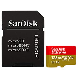 Tarjeta de Memoria Micro SD SanDisk Extreme U3 V30 128GB 4K - SDSQXAA-128G-GN6AA