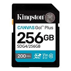Tarjeta de Memoria SD Kingston Canvas Go Plus C10 U3 V30 A2 256GB - SDG4/256GB
