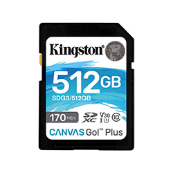 Tarjeta de Memoria SD Kingston Canvas GO Plus U3 V30 512GB