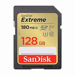 Tarjeta de Memoria SD Sandisk Extreme Class 10 U3 128GB UHD 4K - SDSDXVA-128G-GNCIN
