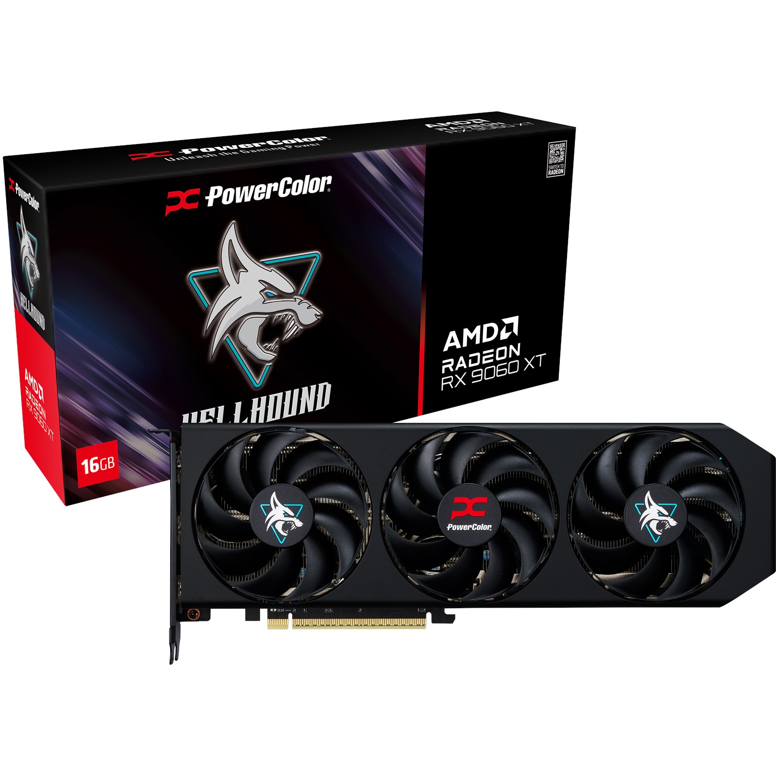 Tarjeta Gráfica PowerColor HellHound 16GB Radeon RX9060 XT GDDR6 - RX9060XT 16G-L/OC